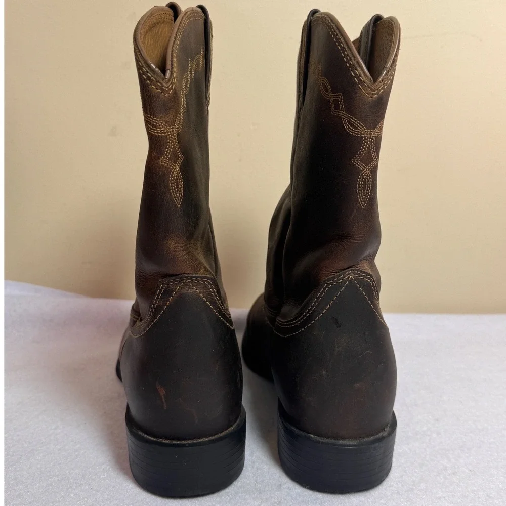 Ariat Mens Heritage Roper Distressed 13D Brown Leather Western Cowboy Boots ATS - Picture 8 of 15